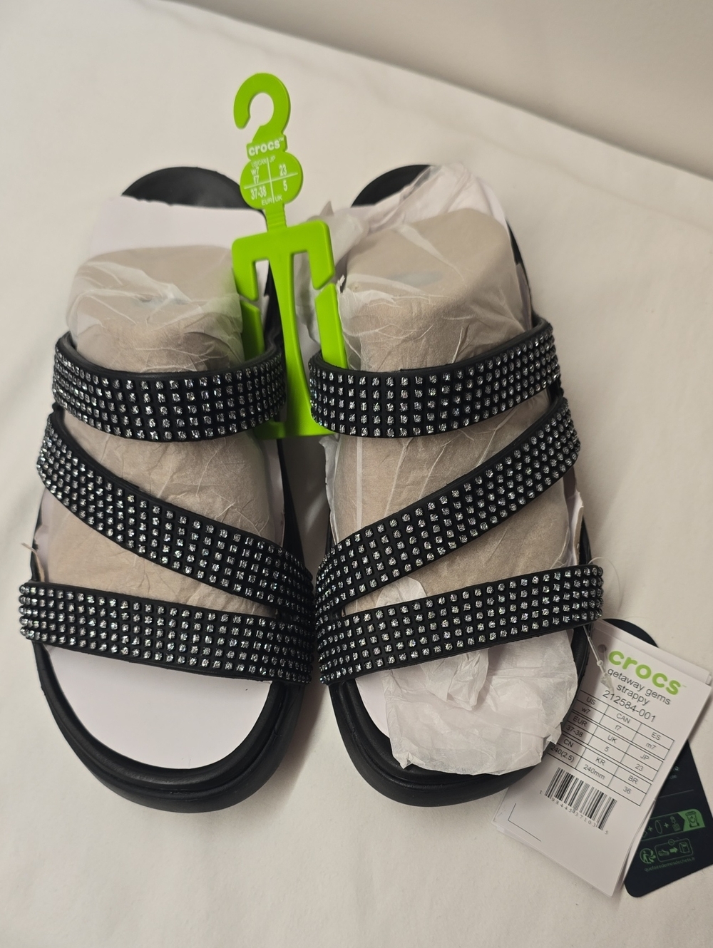 CROCS Black Jeweled Triple-Strap Women Sandals